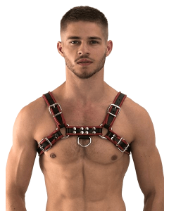 Mister B Leather Chest Harness - Black / Red