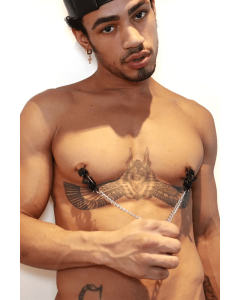 Mister B Adjustable Nipple Clamps with Chain - Black