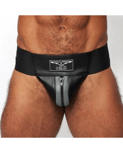 Mister B Premium Leather Jockstrap - Black / Grey