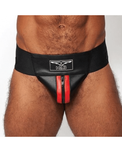 Mister B Premium Leather Jockstrap - Black / Red