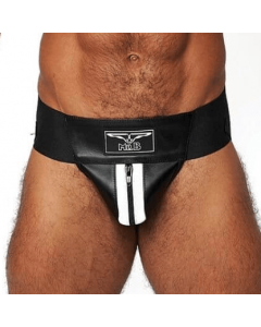 Mister B Premium Leather Jockstrap - Black / White