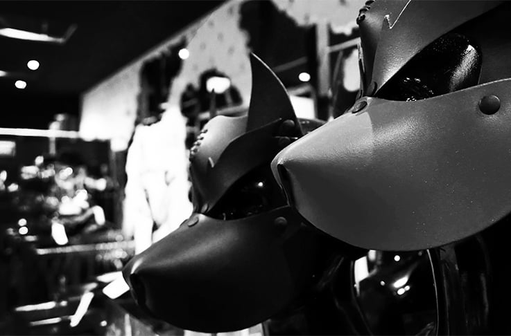 Pup Hoods on display at Eagle Leather Australia